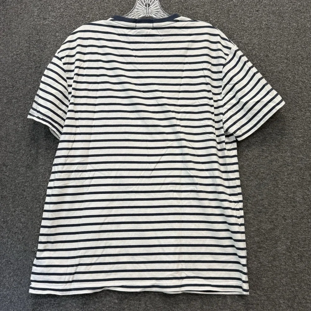 Polo Ralph Lauren Mens Striped V-Neck Pocket Shirt Size Medium Preppy Coastal